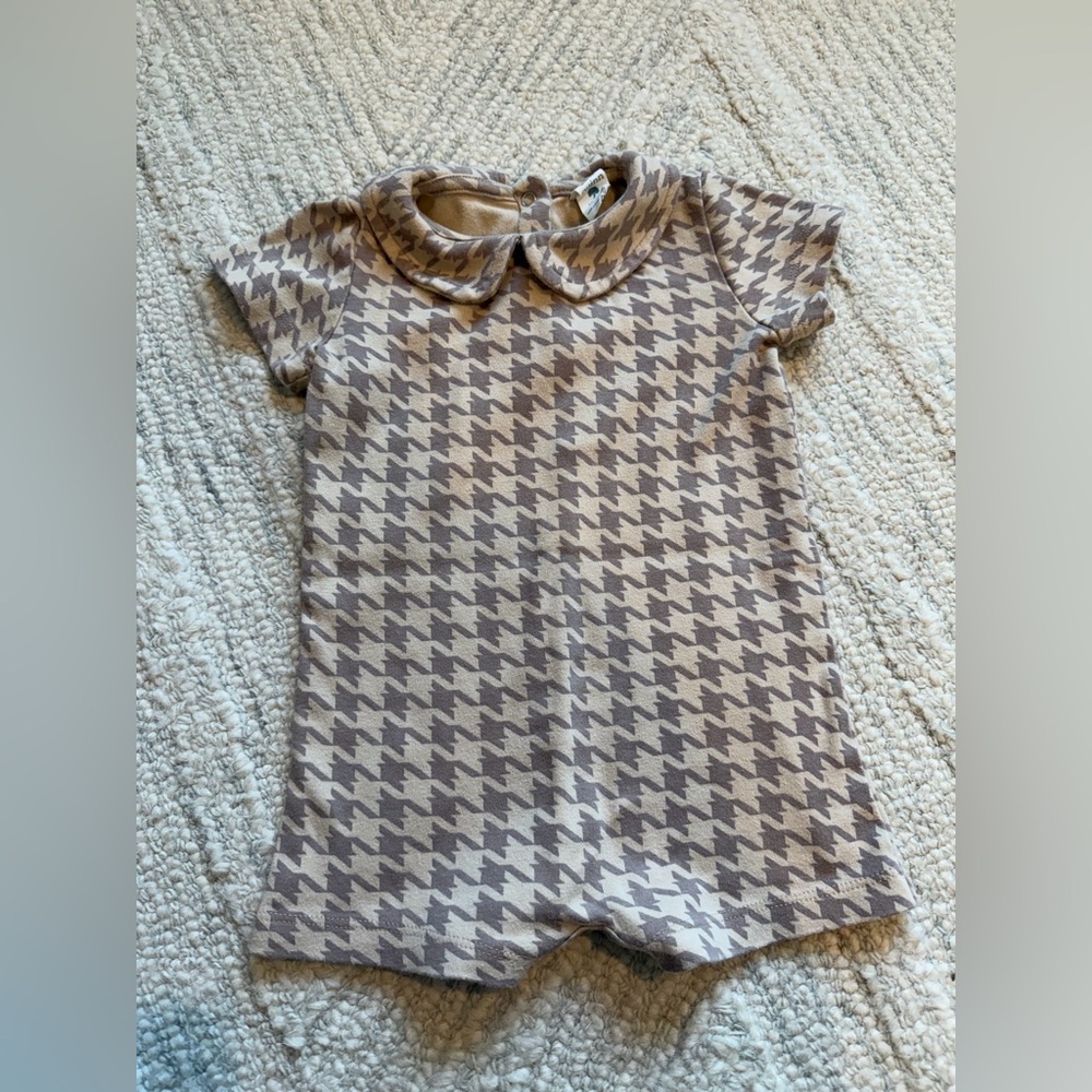 Kate Quinn Peter Pan Shortie Mocha Houndstooth Size 18-24 Months